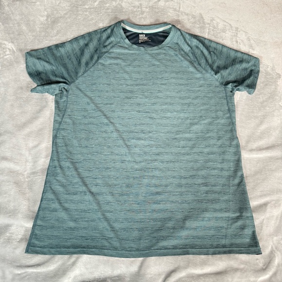 Saxx Droptemp Cooling Mesh T Shirt Mens XL Stretch Performance Teal Green - Picture 1 of 6